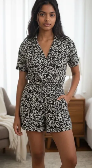 Madewell Black and White Floral Mini Dress thumbnail 1