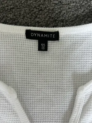 Dynamite White Waffle Long Sleeve Crop Top thumbnail 3