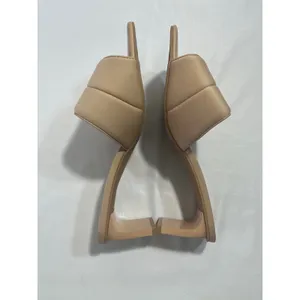 Open Edit Cava Padded Block Heel Women 7.5 Nude Square Toe Slide Sandals Mules‎ thumbnail 6