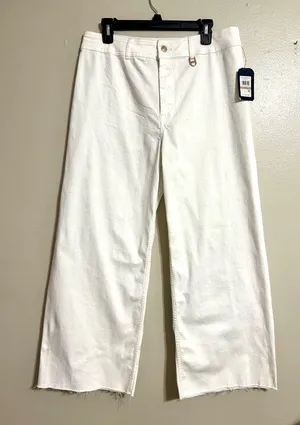 Sz 12 Nautica White Wide Leg ~Crop Jeans thumbnail 2