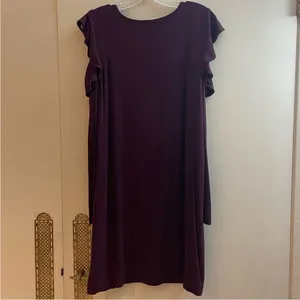 White House black Market red long sleeve ruffle cold shoulder dress size medium thumbnail 8