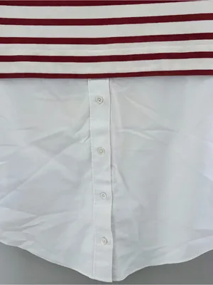 Veronica Beard Rust Striped Poplin Cotton Layered Shirt XS thumbnail 5