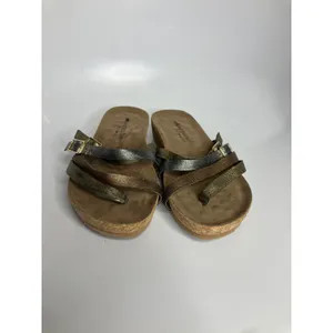 Walking Cradles Wedge‎ Sandals Womens 9W Metallic Gold Silver Bronze Strappy thumbnail 6