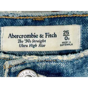 Abercrombie & Fitch 90s Straight Ultra High Rise Blue Denim Jeans Size 25 0 S thumbnail 3