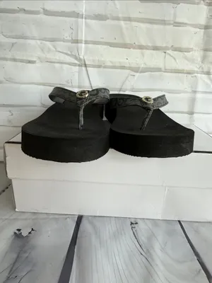 GBG Los Angeles Black Platform Flip Flop Wedge Sandals thumbnail 2