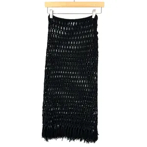 Revolve Superdown Black Crochet Midi Skirt Fringe thumbnail 4