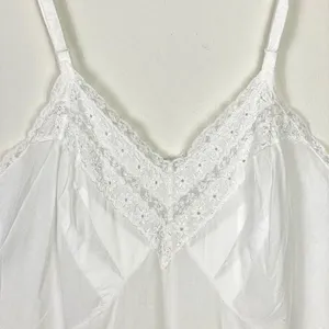 Vintage Image Artemis White Floral Lace Neckline Detail Slip Dress Size 38B Tall thumbnail 2