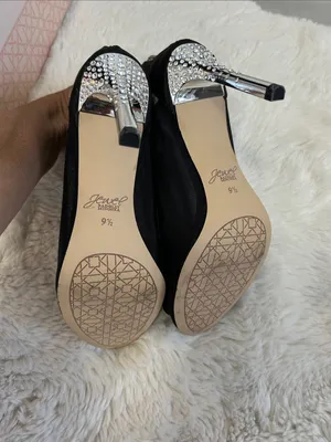 Jewel Badgley Mischka Anastasia Black Mesh Peep Toe Heels thumbnail 7