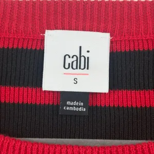 Cabi Oversized Pullover Sweater Picnic Red White Black Striped Pocket Size Small thumbnail 8