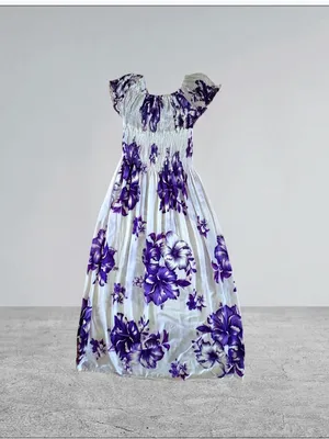 NF Hawaiian Floral Smocked Bodice On/Off Shoulder Boutique Free Size Maxi Dress thumbnail 5
