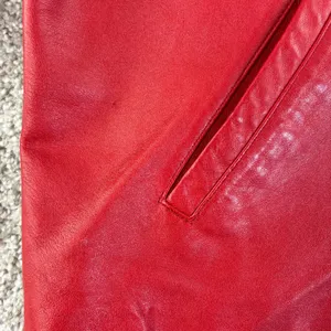 EVAN‎ DAVIES Red Leather Jacket Womens 12 Zip Up Collared Blazer Style Retro VTG thumbnail 11