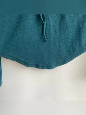 Free People teal knit long sleeve lace up V neck tee top retro Y2K boho peasant thumbnail 7