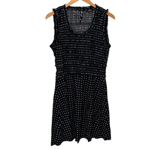 Madewell Dress Sz 10 Black White Polka Dot Smocked Ruffle Mini Sundress Retro thumbnail 3