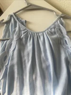 Kendall + Kylie Light Blue Sleeveless Scallop-Trim Top thumbnail 4