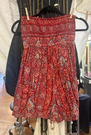 Xhilaration Red Patterned Smocked Romper thumbnail 1