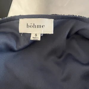 Bohme Midi Dress Womens White Blue All-Over Micro Print Smocked Tiered Classic thumbnail 7