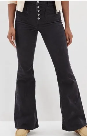 AMERICAN EAGLE High rise Flare corduroy jeans size 2 dark gray thumbnail 1
