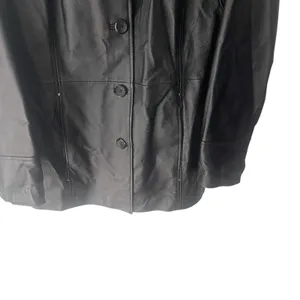 East 5th‎ Womens Black Genuine Leather Button Front Coat Jacket XL XLARGE thumbnail 3