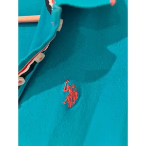 US Polo Assn Womens Blue Polo Dress Short Sleeve Pink Logo Sz Lg Pool Beach thumbnail 3