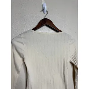 DÔEN Romy Tee S Cream Pointelle Cotton Scoop Neck Long Sleeve Top thumbnail 2