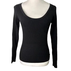 ASOS Women's Black Scoop Neck Long Sleeve Ribbed Knit Sweater 4 NWOT thumbnail 2