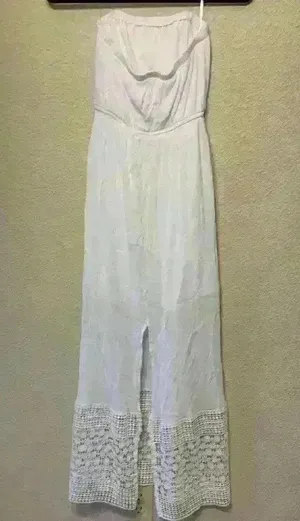 Lila Rose white maxi strapless dress sz XS beach resort vacation crochet bridal thumbnail 8