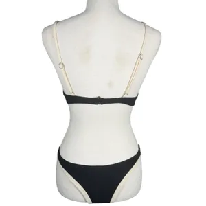 Boutique Black Cream Bikini Set Womens Small Underwire High Cut Thong Swimsuit thumbnail 14
