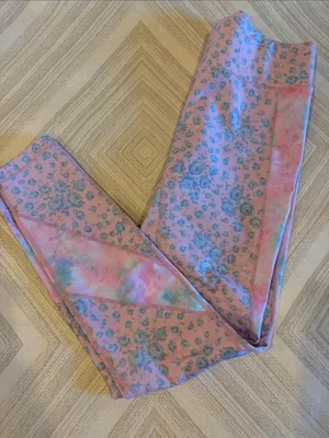 LoveShackFancy x Bandier Pink & Blue Floral Leggings Size M thumbnail 1