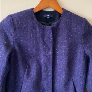GAP Women's Deep Purple tweed Blazer vintage Y2K shoulder pads size 0 thumbnail 2
