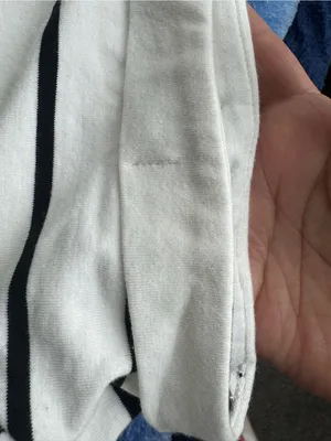 Honey Peach Striped Crewneck Tee - Black & White thumbnail 6