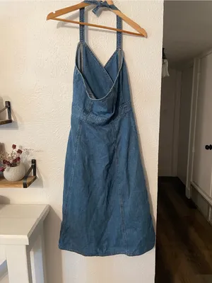 Madewell Blue Denim Wrap Dress - Women Jeans Overalls thumbnail 4