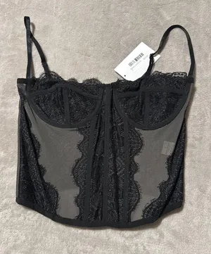 Boutique charcoal & lace corset thumbnail 1