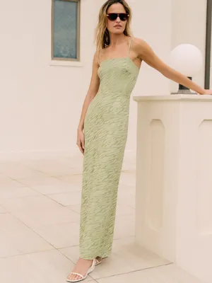 NWT Few Moda Selena Dress size 6 green key lime animal print velvet maxi kourt thumbnail 3