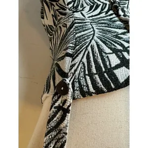 Hutch Aidy Dress‎ Womens 10 Black Ivory Palm Print Button Front Knee Length thumbnail 10