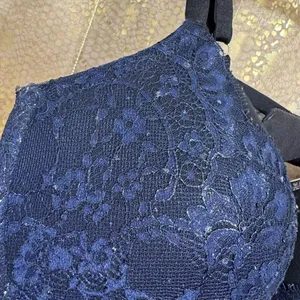 Victorias Secret Very Sexy Pushup Navy Blue Black Lace Rhinestone Bra 38DD thumbnail 6