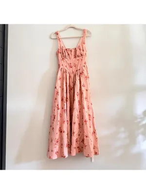 Reformation Bailia Linen Dress in Tea Time Pink thumbnail 4