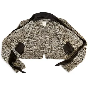 NWT Sarah Pacini Marled Avant Garde Open Knit Cropped Cardigan w/ Attached Scarf thumbnail 4