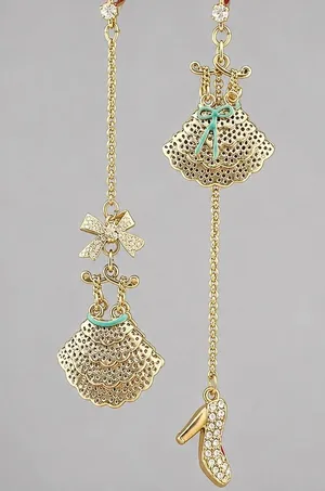 Betsey Johnson Gold Tone Asymmetrical Dress and Shoe Dangle thumbnail 1