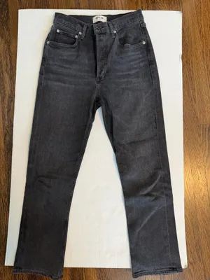 AGOLDE Riley High Rise Straight Leg Jeans Black thumbnail 1