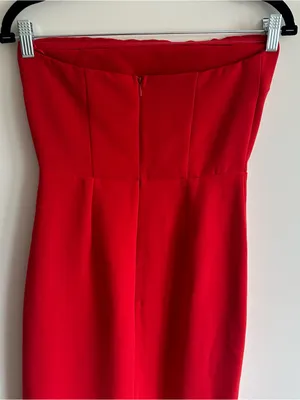 Vici Red Strapless Midi Dress with Side Slit thumbnail 5