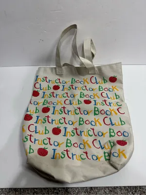 Vintage Instructor Book Club Canvas Tote Bag - Teacher Gift thumbnail 1