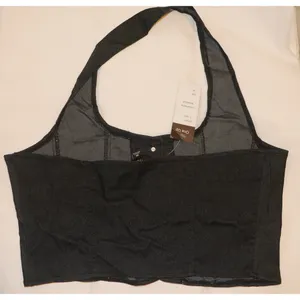 Button Up Halter Vest Crop Top Black Size M thumbnail 4