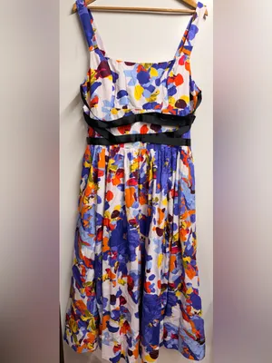 Maeve Anthro Square-Neck Midi Dress size 14 women’s multicolored floral thumbnail 4