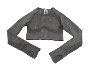 Gymshark Vital Seamless 2.0 Long Sleeve Crop Top Charcoal Marl Pink Womens‎ S thumbnail 1
