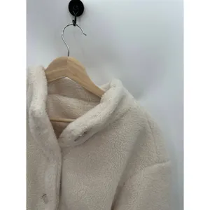 Dazy‎ White Sherpa Button Front Jacket Women Small Patch Pockets Cozy Teddy Coat thumbnail 5