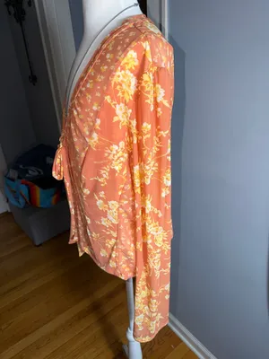 Free People Coral Floral Tie-Front Blouse thumbnail 4