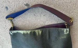 Tory Burch Calf Hair Shoulder Bag Colorblock Purple Green thumbnail 9