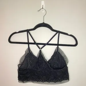 Aerie Mesh Lace Bralette, Black, Size M, EUC thumbnail 2