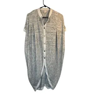 STCL by Anthropologie Women’s Gray White Short Sleeve Button Down Jacket Sz Med thumbnail 9