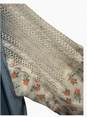 L POL Light Blue and Floral Patchwork V-Neck Top thumbnail 6